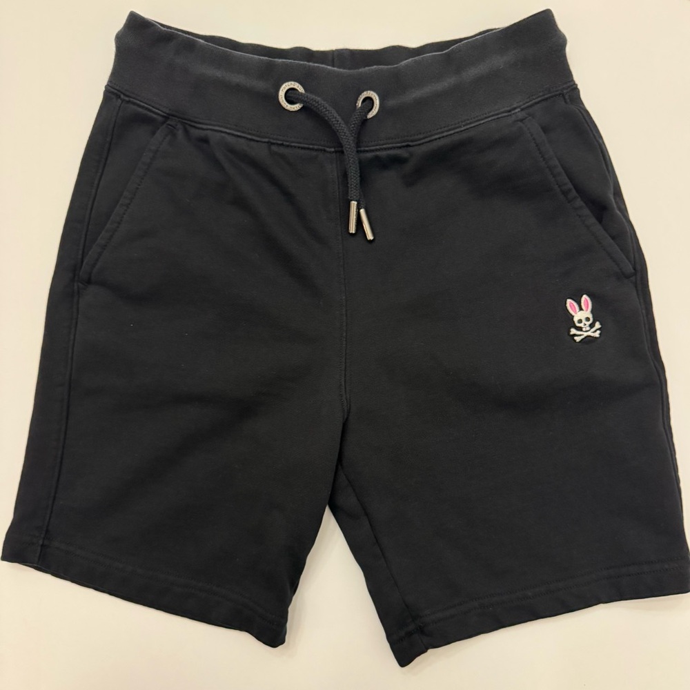 Psycho Bunny black French terry shorts kids Size 10-12
